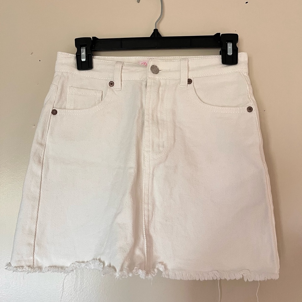 Pink Lily White Denim Skirt